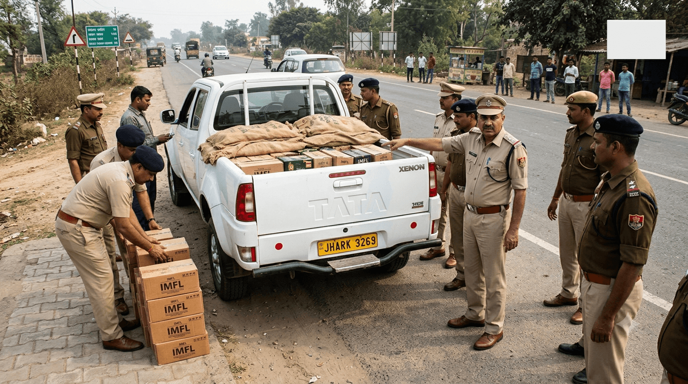 भागलपुर में शराब तस्करी पर बड़ी कार्रवाई: पिकअप से 1468 लीटर विदेशी शराब बरामद, एक तस्कर गिरफ्तार