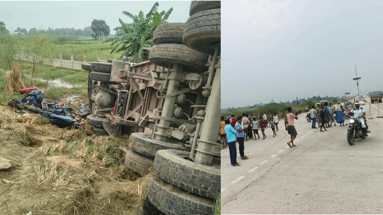 रसूलपुर में चायटोला फोरलेन के पास टोटो और हाइवा की भीषण टक्कर, तीन लोगों के फंसे होने की सूचना